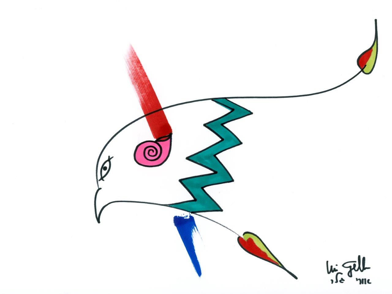 Abstract Condor Drawing Condor Original Drawings – Urigeller Store